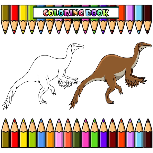 Deinocheirus de dibujos animados para colorear libro