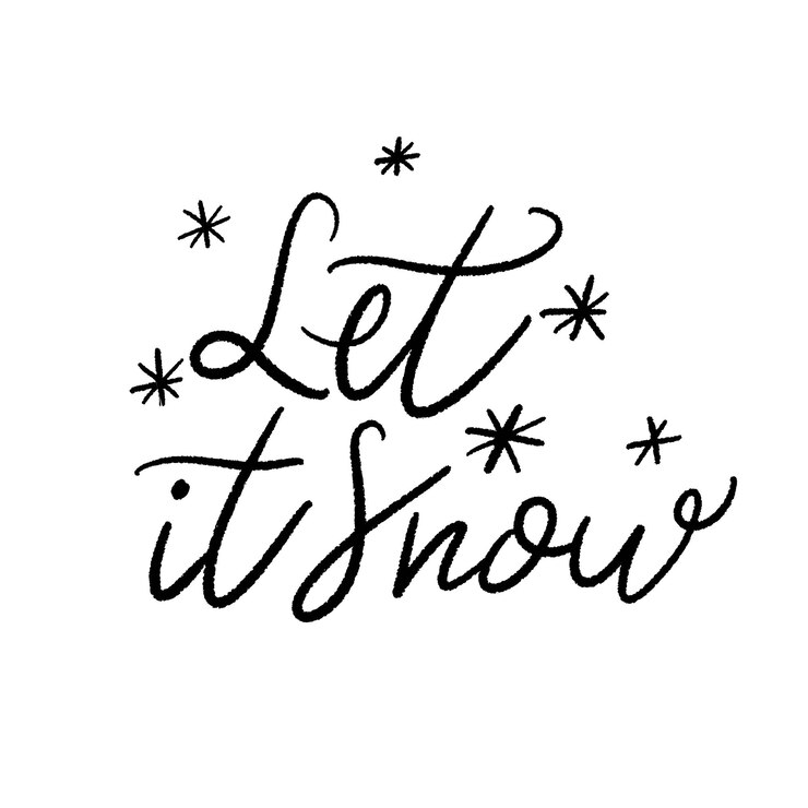 Deja que nieve. Se acerca la Navidad. Vector dibujado a mano letras de navidad
