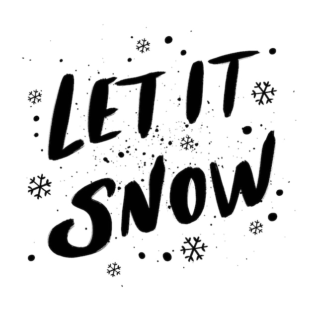 Deja que nieve. letras de navidad dibujadas a mano. Tarjeta de felicitación de vacaciones de invierno