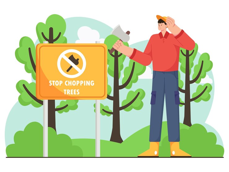 Vector deja de talar árboles ilustración medio ambiente