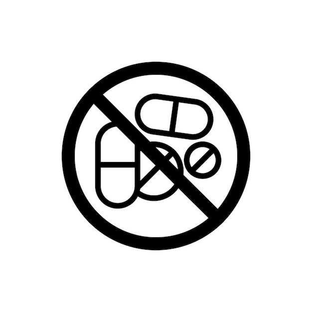 Deja de usar signos de drogas ilegales conjunto de iconos Advertencia contra narcóticos ilegales uso de símbolo vectorial en un estilo negro lleno y delineado Prohibición de uso y posesión de drogas signos