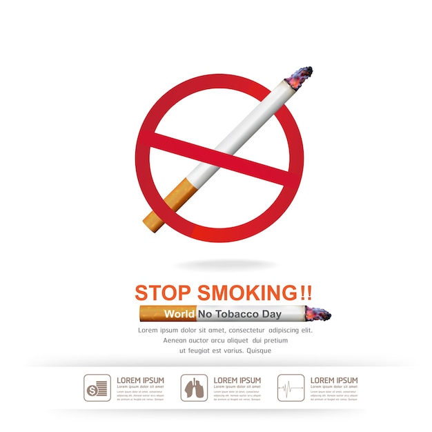 Dejar de fumar concepto para el Día Mundial Sin Tabaco de fondo.