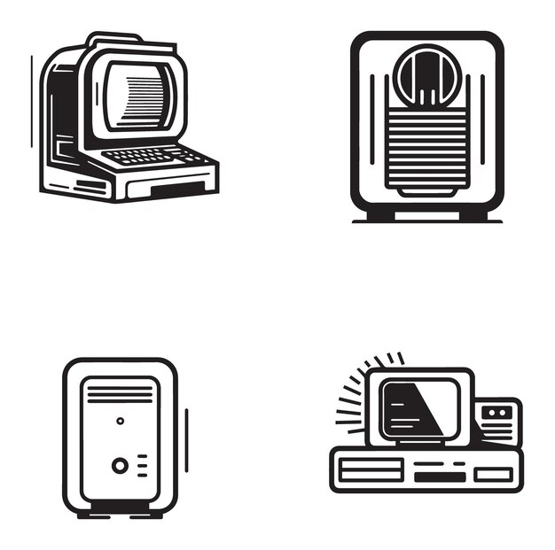 Dekstop Íconos mínimos planos vectoriales para computadoras