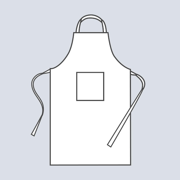 Delantal blanco plano con diseño de plantilla de vector de bolsillo