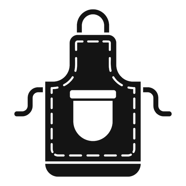 Delantal de cocina negro con icono de bolsillo de estilo sencillo