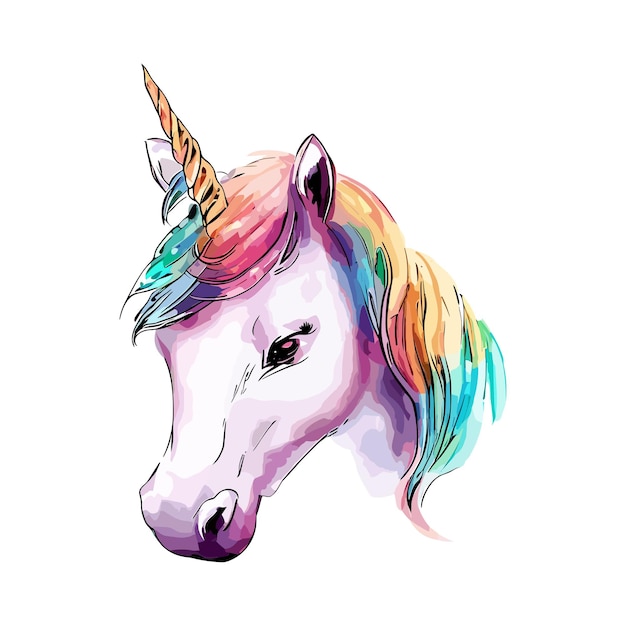 El deleite del unicornio retrato en acuarela de un animal feliz