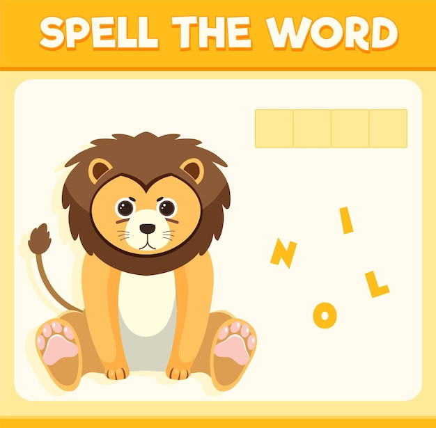 Deletrear juego de palabras con palabra león