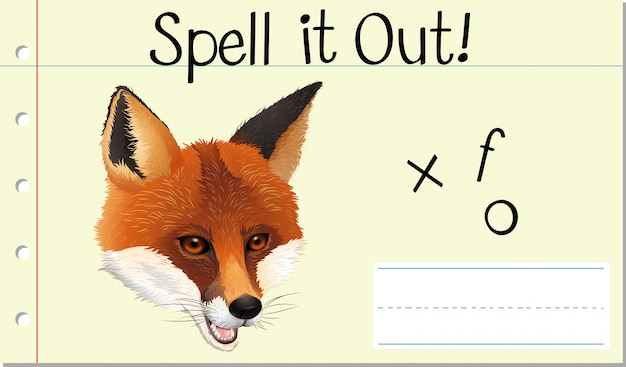 Vector deletrear la palabra inglesa fox