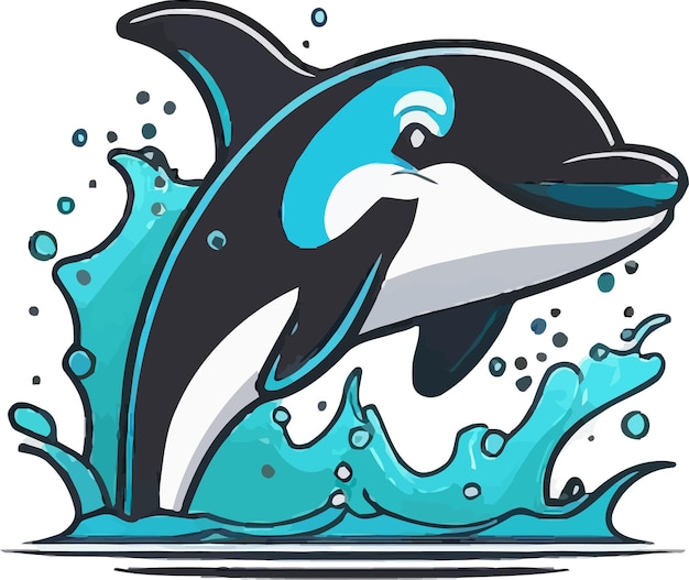 Un delfín azul y blanco con una cara azul está nadando en el agua.