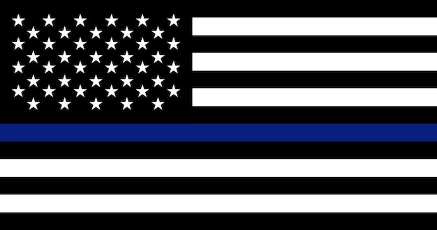 Delgada línea azul usa policía bandera vector de la imagen