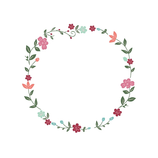 Delicada corona de primavera Ilustración vectorial dibujada a mano