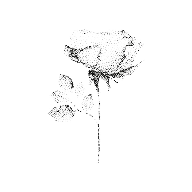 Una delicada rosa con puntas Una ilustración floral monocromática