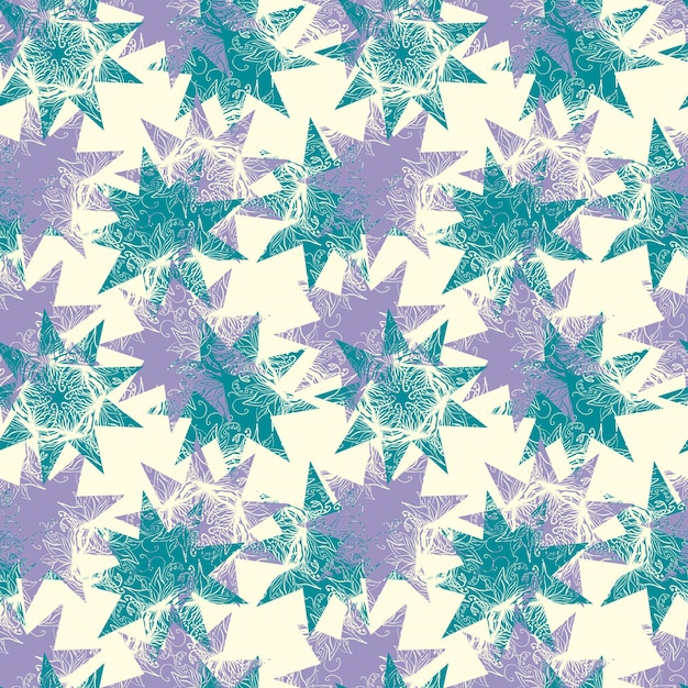 Delicadas estrellas caladas con motivos botánicos tallados vector de patrones sin fisuras