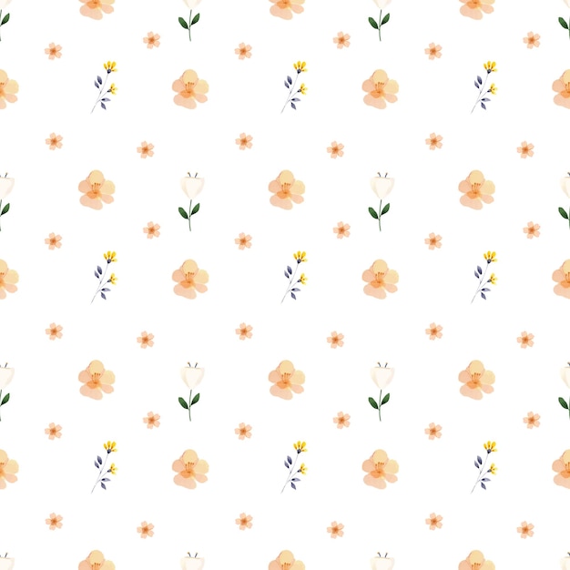 Delicadas flores de acuarela Diseño de patrones vectoriales sin costuras
