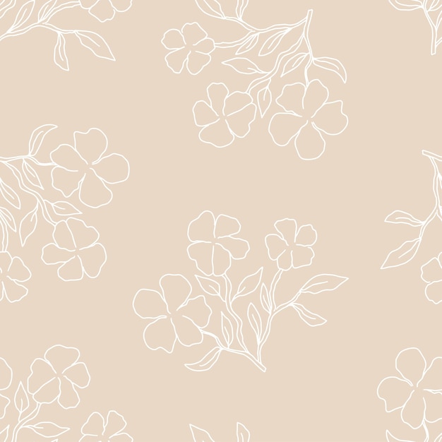 Las delicadas flores y hojas dibujadas a mano crean un patrón sin costuras ideal para fines de diseño