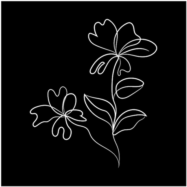 Delicado dibujo floral en negro