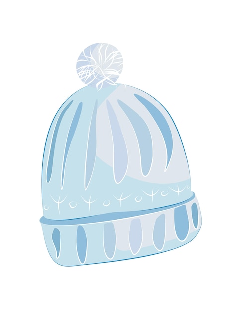 Vector delicado gorro de invierno azul con pompón.