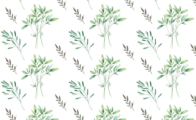 Delicado patrón de acuarela sin costuras con flores rojas y hojas verdes