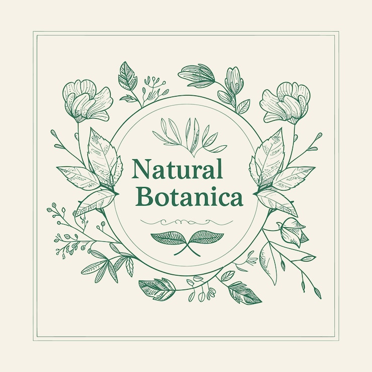 Vector delicate botanical line art un emblema floral dibujado a mano llamado natural botanica para atraer