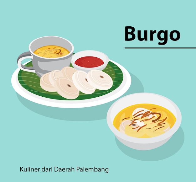 Vector delicias culinarias típicas de la región de palembang