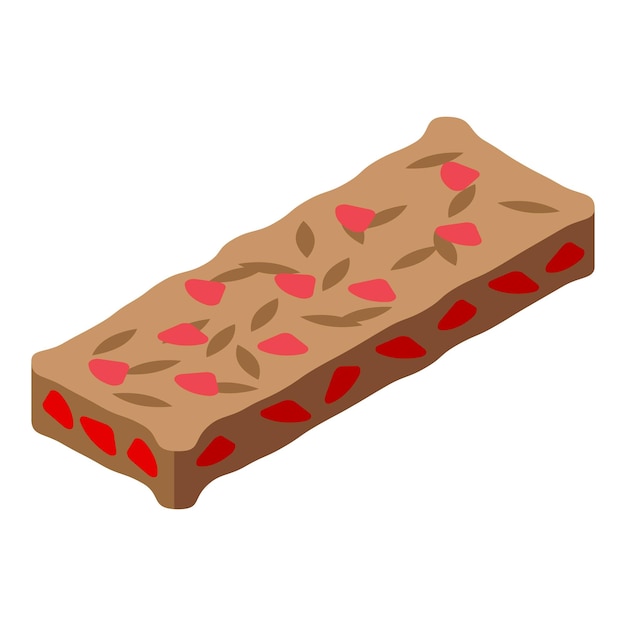 Deliciosa barra de proteínas con frutas y chocolate icono isométrico