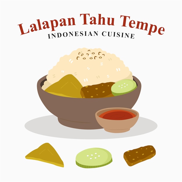 Vector deliciosa cocina de comida indonesia
