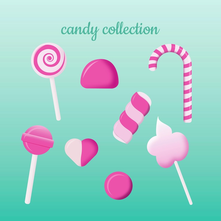 Vector deliciosa colección de caramelos de fresa