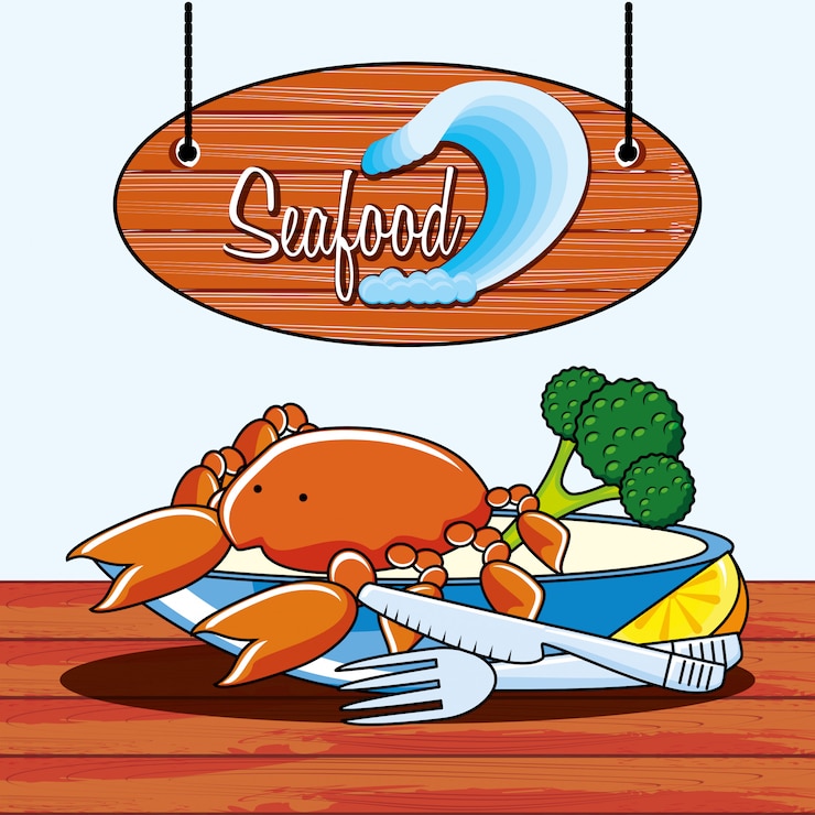 Vector deliciosa comida de mar de cangrejo