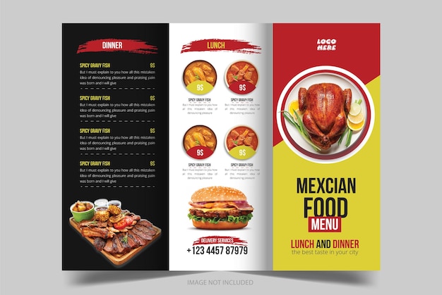 deliciosa comida mexicana y diseño de plantillas de menús