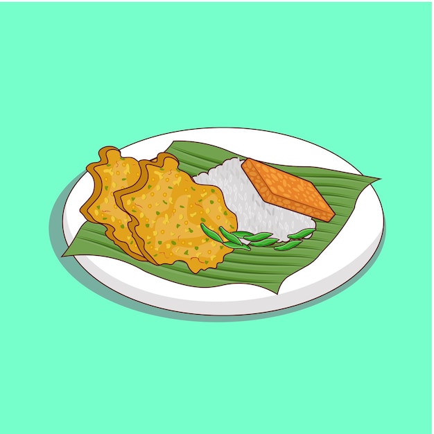 Deliciosa y fácil de editar Ilustración vectorial de Nasi Rames indonesio en formato EPS
