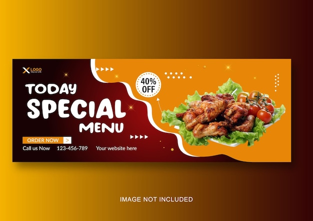 Deliciosa hamburguesa asiática y menú de comida portada de facebook y plantilla de banner web