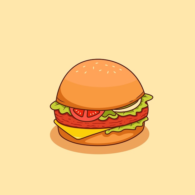 Deliciosa hamburguesa con carne de jamón y queso ilustración vectorial