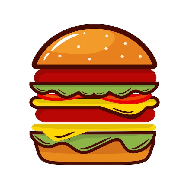 Deliciosa hamburguesa comida rápida icono vector ilustración diseño gráfico estilo plano