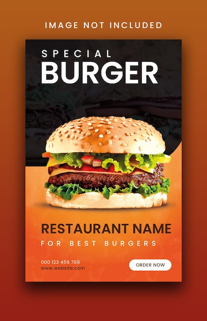 Vector deliciosa hamburguesa y menú de comida plantilla de banner de redes sociales