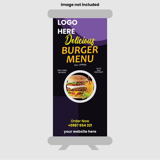 Deliciosa hamburguesa y menú de comida Plantilla de historia de Instagram y Facebook