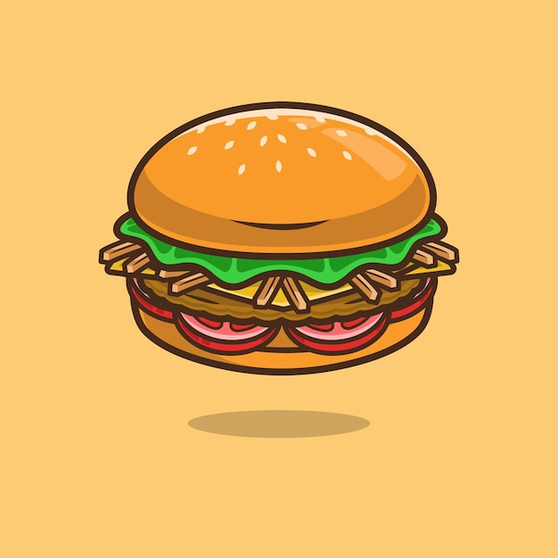 Vector deliciosa hamburguesa con salsa tártara alimentos y bebidas tema de la ilustración