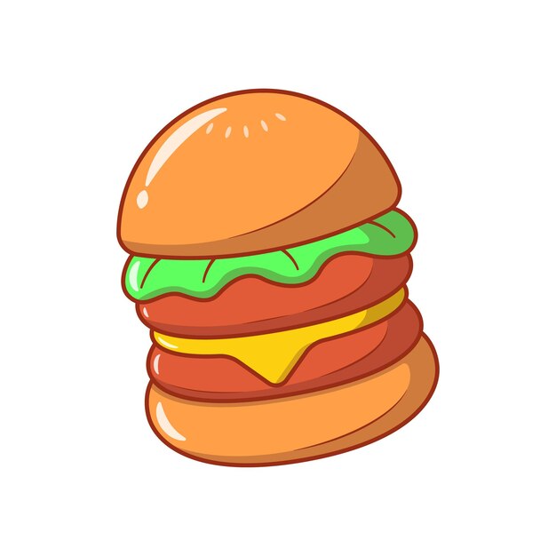 Deliciosa Hamburguesa Vector Ilustración Dibujos Animados Icono