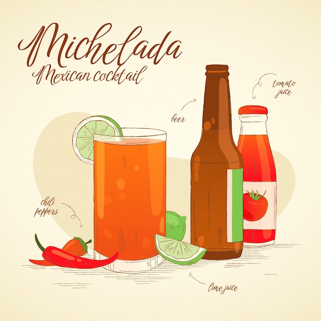Vector deliciosa ilustración de bebida michelada