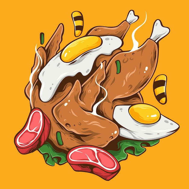 Deliciosa ilustración de pollo a la parrilla