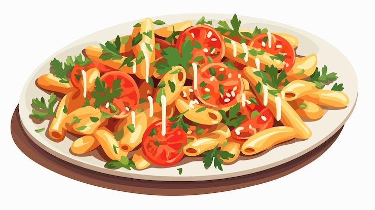 Vector deliciosa pasta italiana lista para comer cavatappi es el alimento básico de la cocina