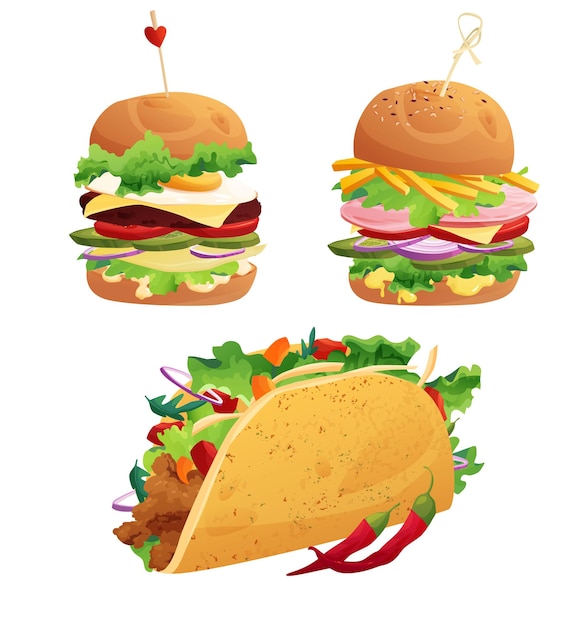 Deliciosas hamburguesas y tacos