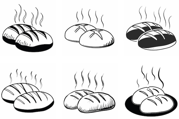 Deliciosas ilustraciones de pan dibujadas a mano para diseños de menús de panadería
