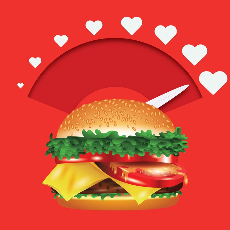 Deliciosas ilustraciones vectoriales de hamburguesas y amantes de la carne