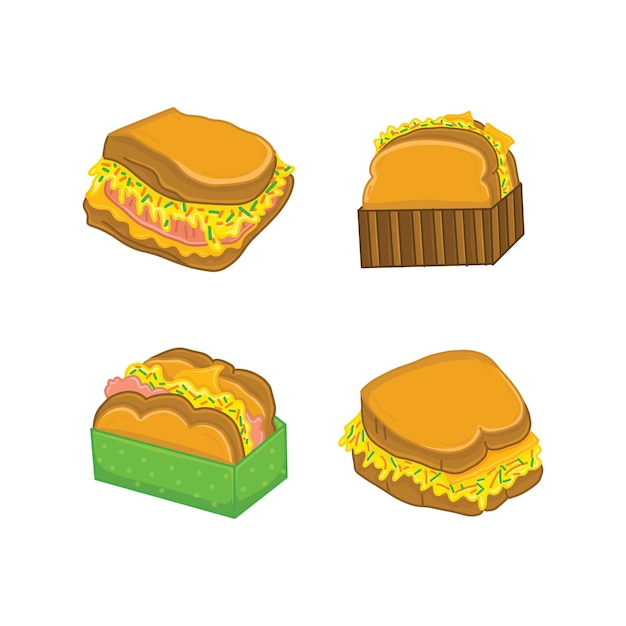 Vector deliciosas tostadas tipo sándwich para la ilustración del desayuno