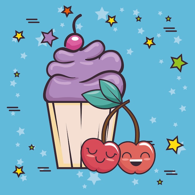 Vector delicioso arte pop cupcake