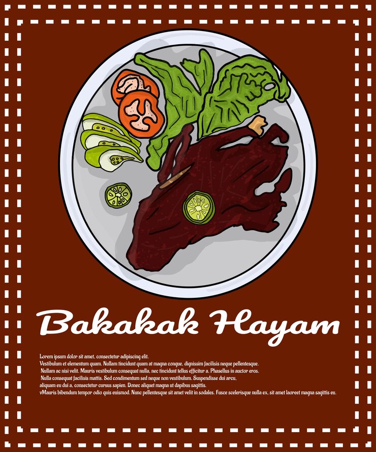 Vector delicioso bakakak hayam en estilo garabato