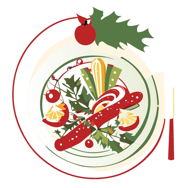 delicioso banquete de navidad vector ilustración plano 2