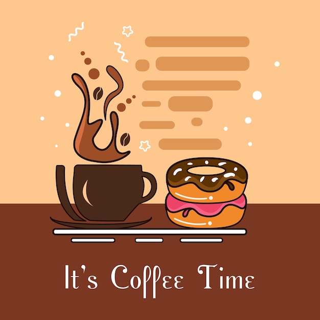 Delicioso café y donuts ilustración vectorial