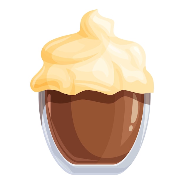 Delicioso chocolate caliente con crema batida servido en una taza de vidrio