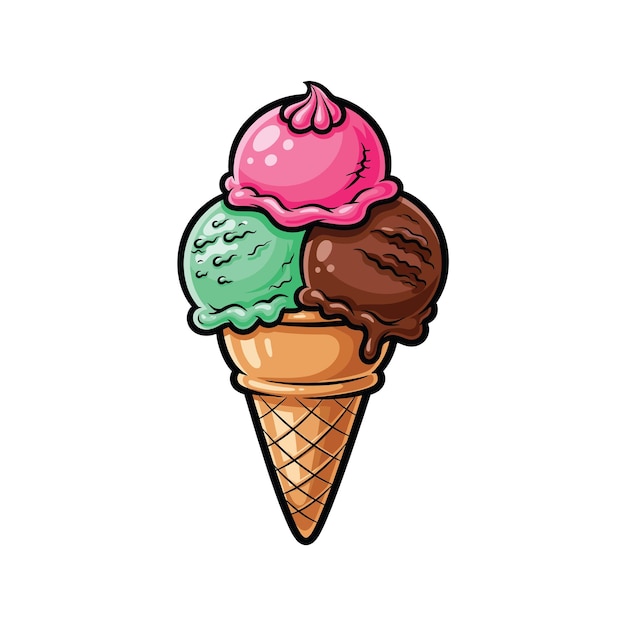 El delicioso cono de helado Triple Scoop